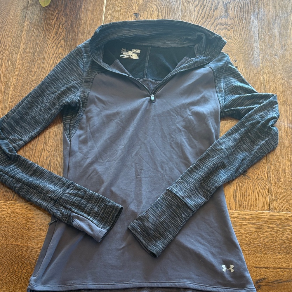 Under Armour Women's Gray and Black Quarter-Zip Hoodie